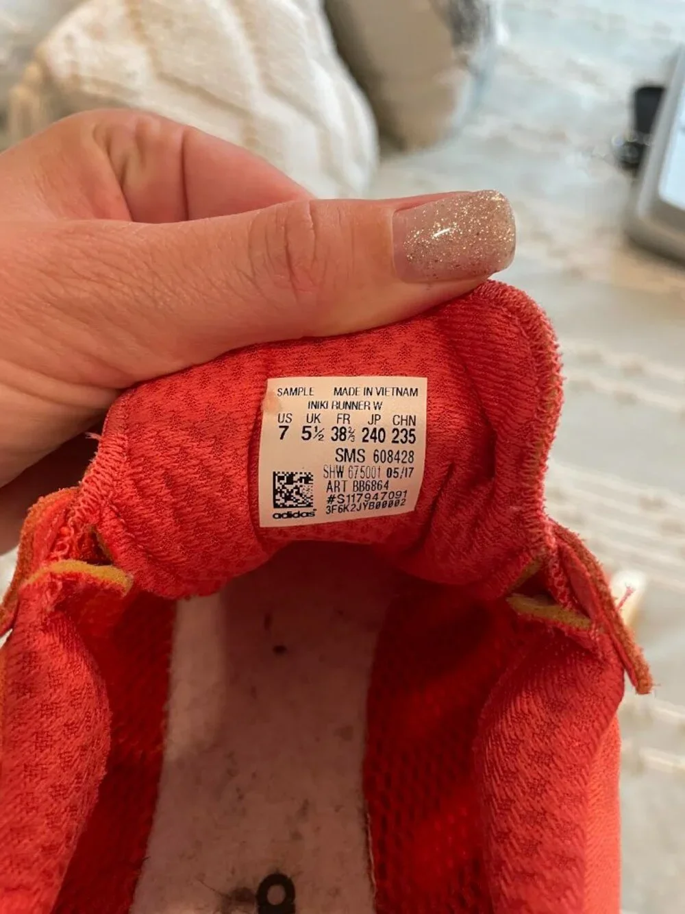 Adidas Iniki Runner Boost Sneakers Coral/Red Orange White Women's Size 7